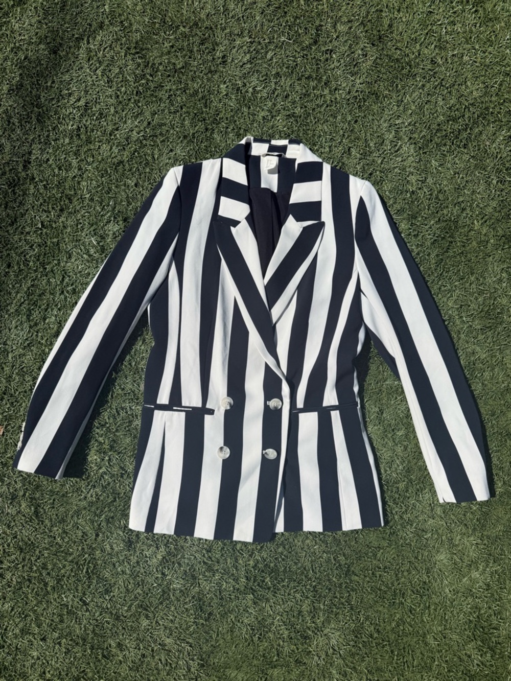 ✨ H&M black and white striped double-breasted jacket